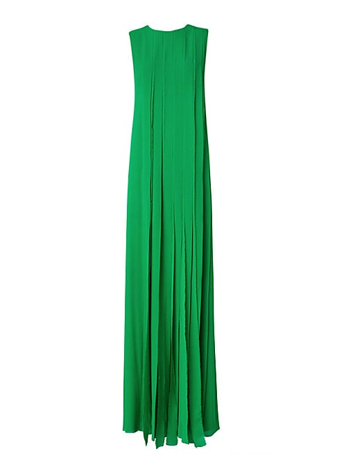 Fringe Hem Silk Gown