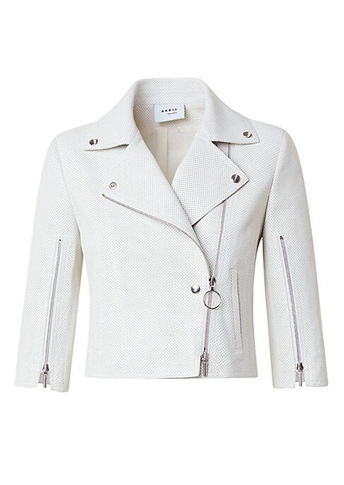Cropped Perforated Moto Jacket