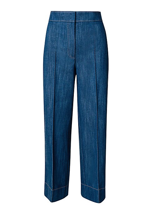 Cropped Wide-Leg Denim Trousers