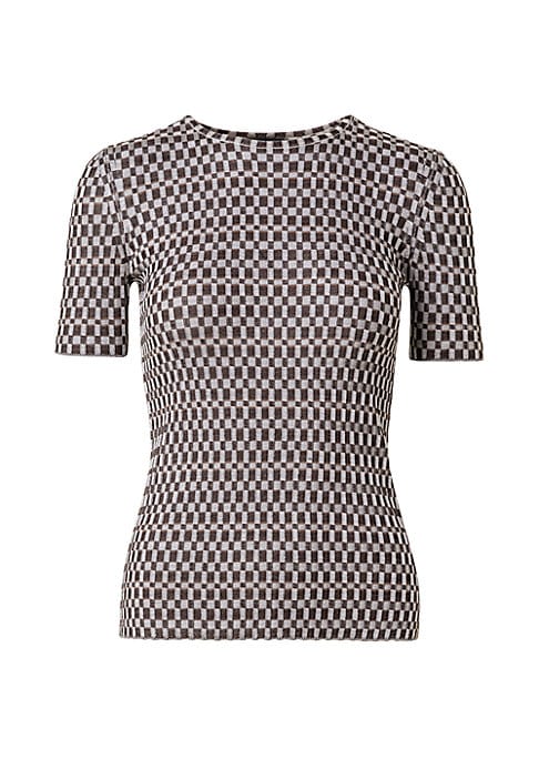 Graphic Check Silk Top