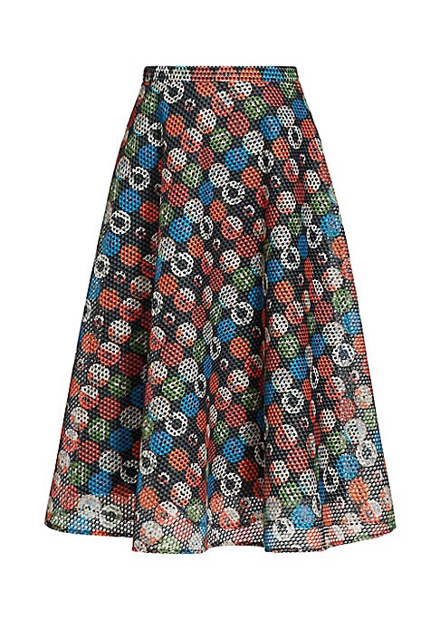 Edgy Record Print Midi Skirt