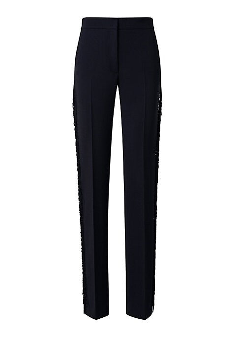 Fringe-Trimmed Tailored Trousers