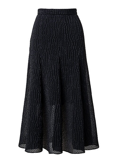 Metallic Pleated Midi Skirt
