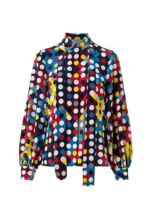 Dot Print Silk Top