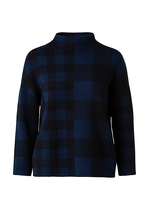 Gingham Knit Mock Top