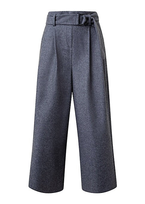 Wool Flannel Wide-Leg Trousers