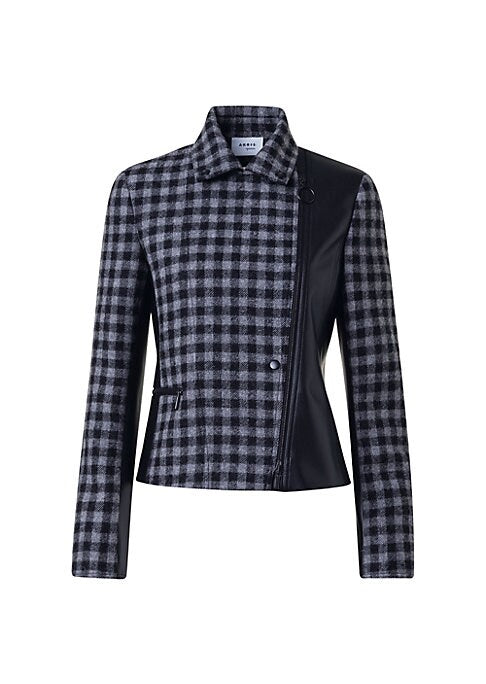 Gingham & Leather Fusion Jacket