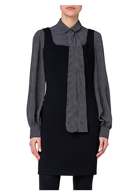 Plunge Neck Wool Dress