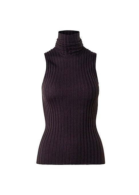 Silken Ribbed Turtleneck Top