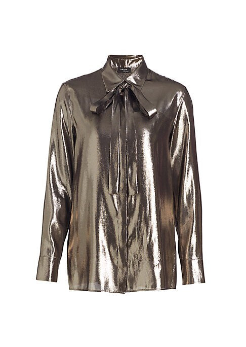 Metallic Tie-Front Blouse