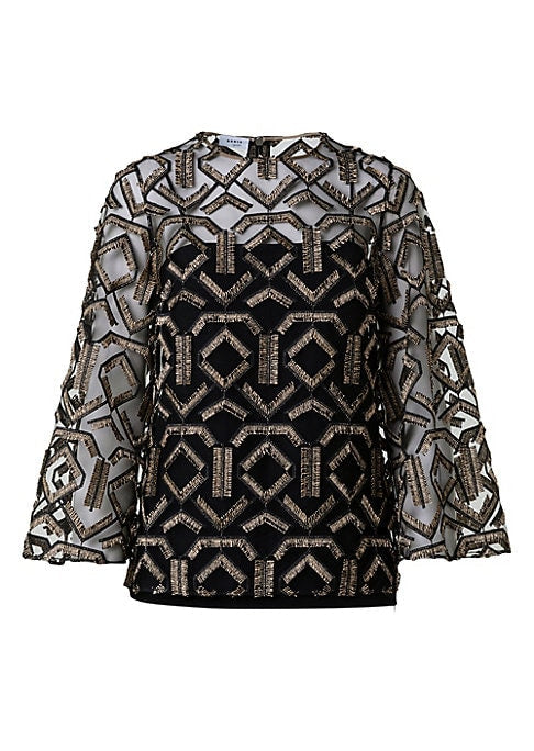 Gold Fringe Sheer Top