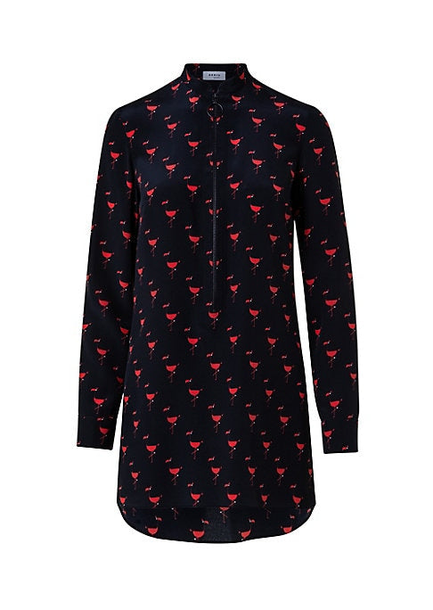 Flamingo Print Silk Top