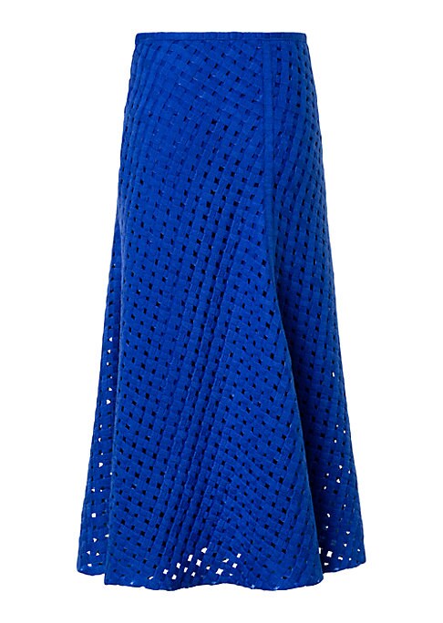 Grid Flare Midi Skirt