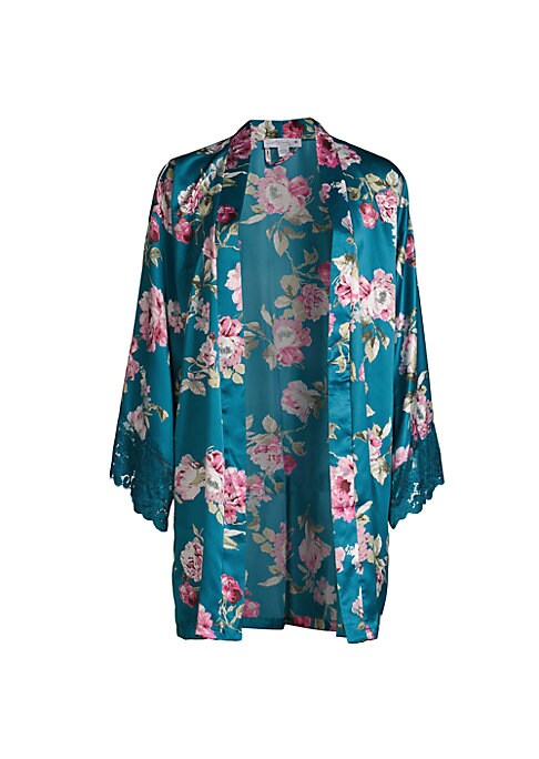 Floral Satin Wrap Kimono