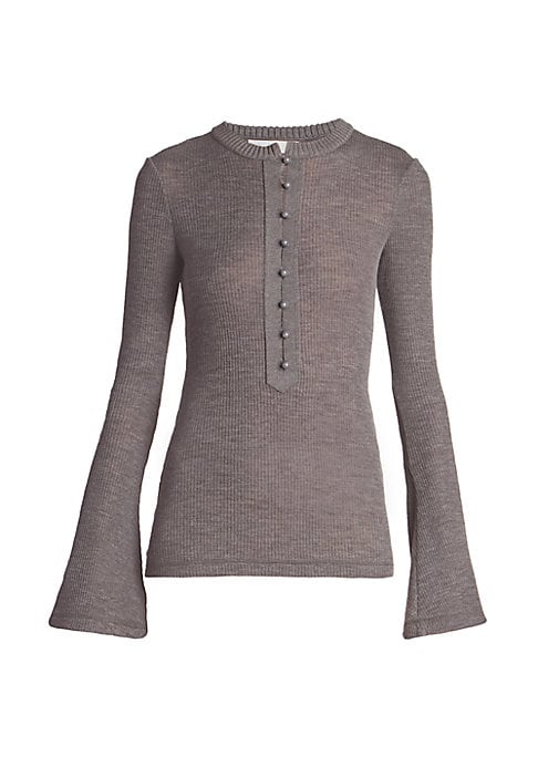 Ribbed Wool Henley Top