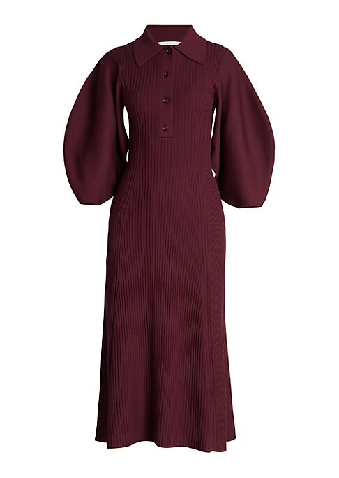Sculptural Wool Midi Dress