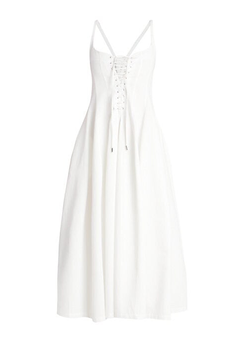 Romantic Lace-Up Midi Dress