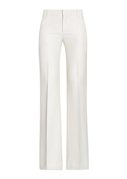 Silk-Wool Boot-Cut Pants