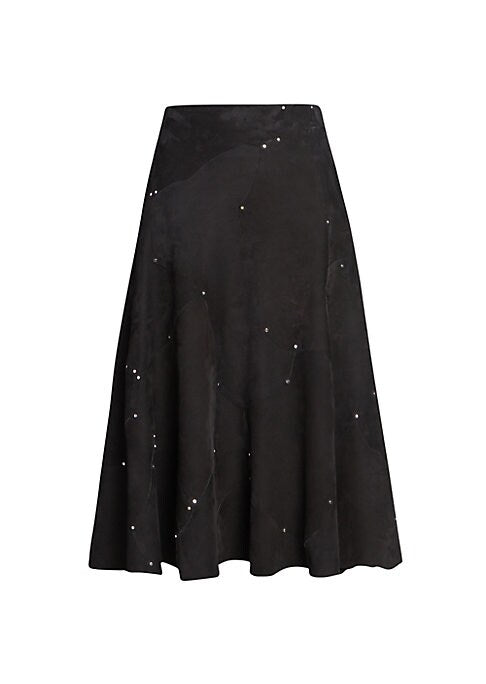 Studded Suede A-Line Skirt