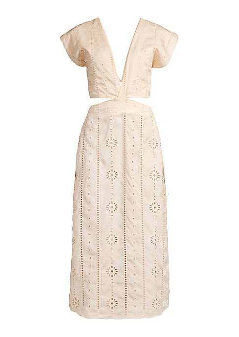 Lace-Trimmed V-Neck Midi Dress