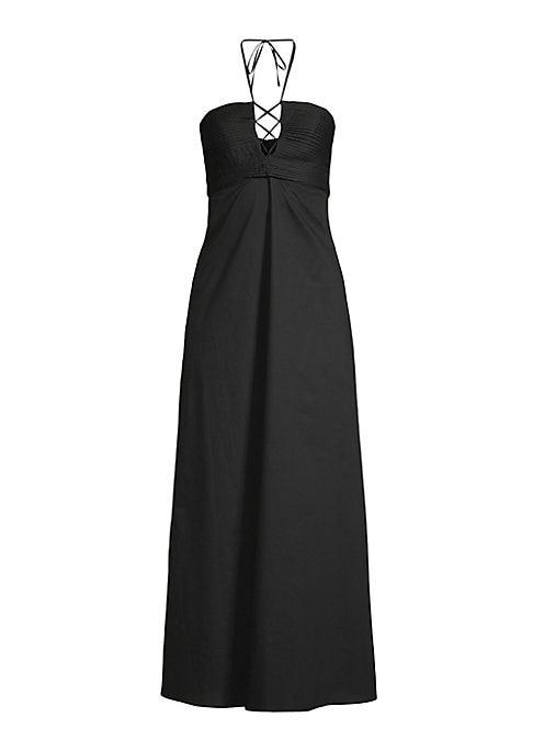 Cotton Lace-Up Midi Dress