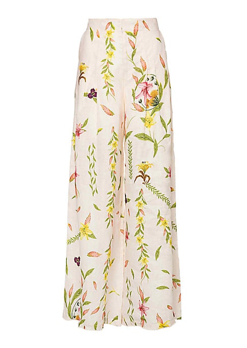 Floral Linen Wide Pants