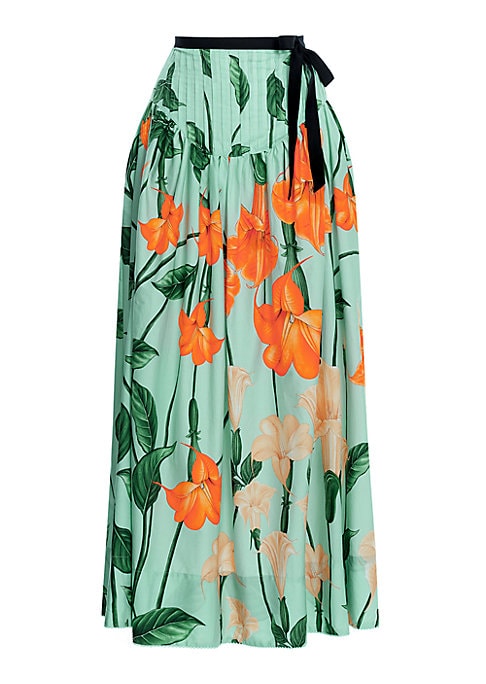 Floral Pleated Maxi Skirt