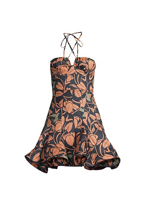 Floral Flounce Halter Dress