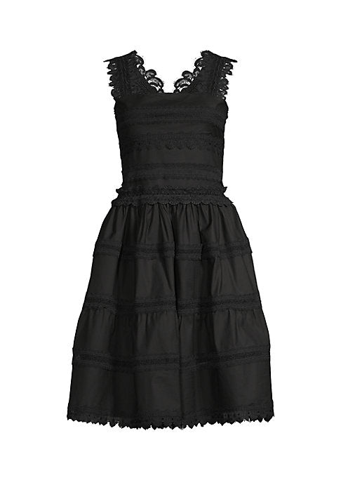 Lace-Trimmed Cotton Dress