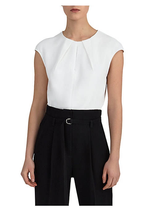 Chic Pleated Keyhole Top