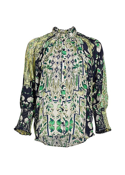 Floral Ruffle Silk Blouse