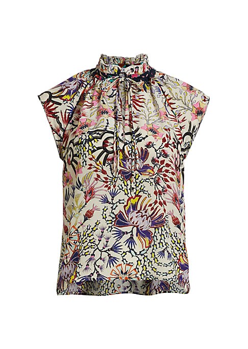 Floral Silk Ruffle Blouse