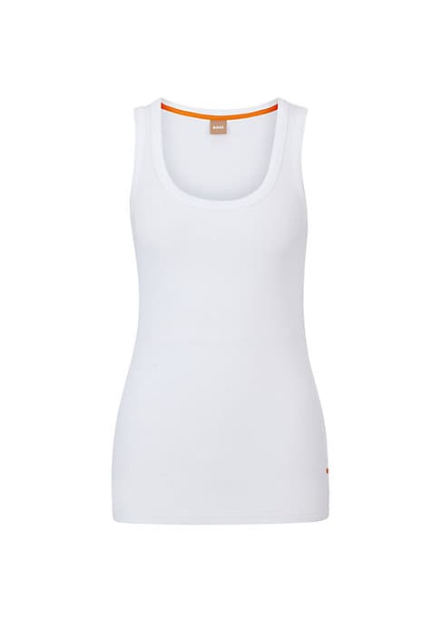 Embroidered Scoop Stretch Top
