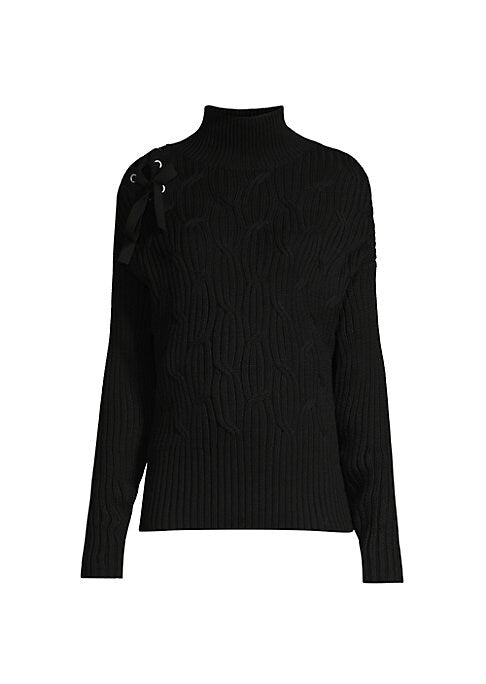 Lace-Up Knit Turtleneck