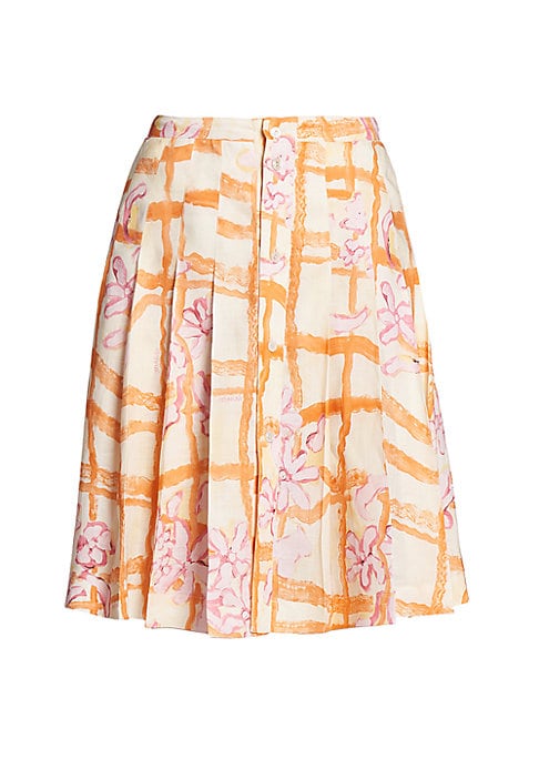 Floral Pleated Midi Skirt