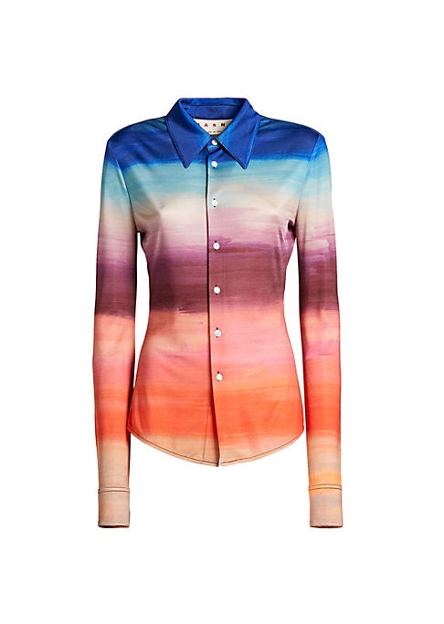 Ombre Wave Button-Up