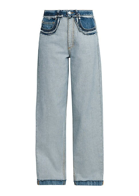 Dual Fabric Flare Jeans