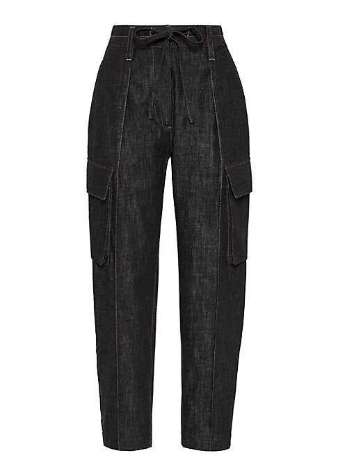 Utility Drawstring Denim Trousers