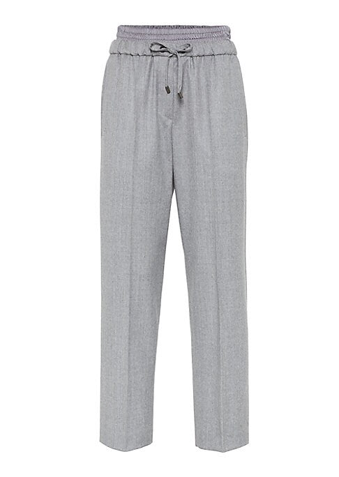 Satin Trim Wool Trousers