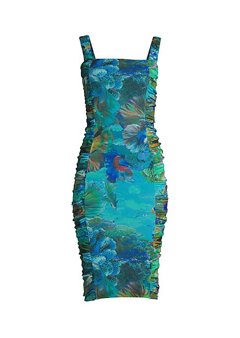 Undersea Ruched Midi Dress