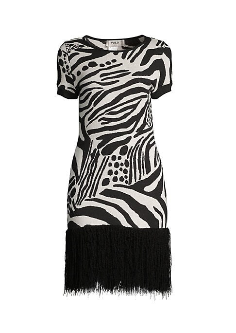 Fringed Animal Print Dress