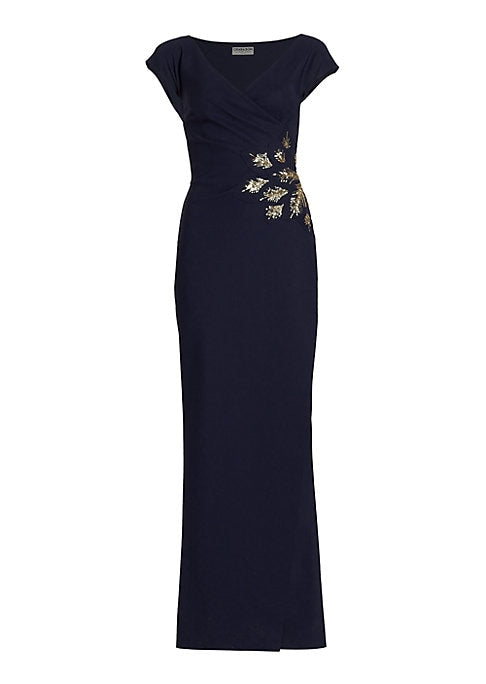 Draped Floral Elegance Gown