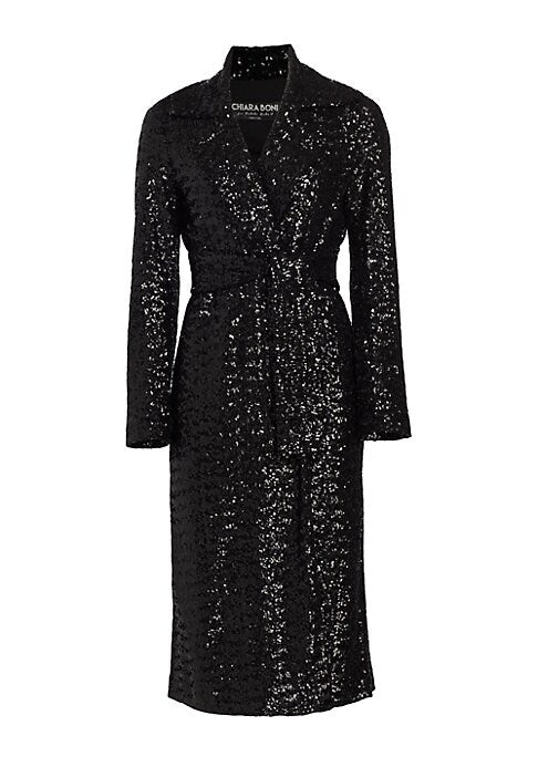 Sequined Wrap Coat Delight