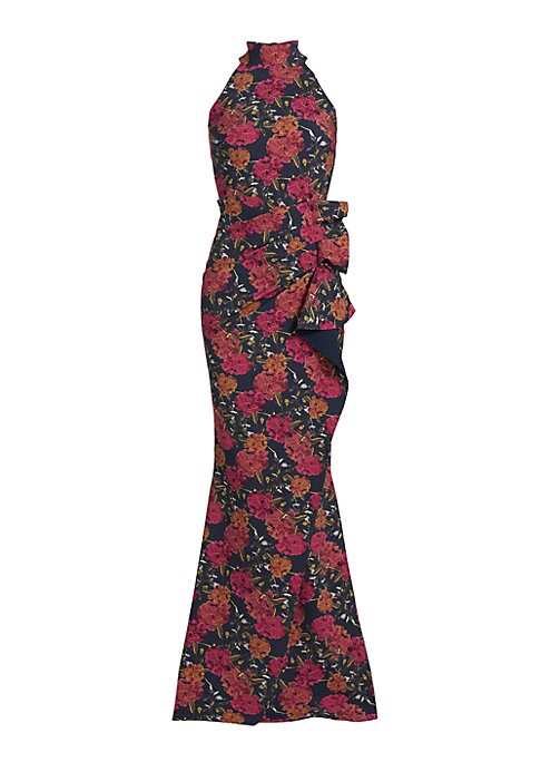 Floral Draped Elegance Gown