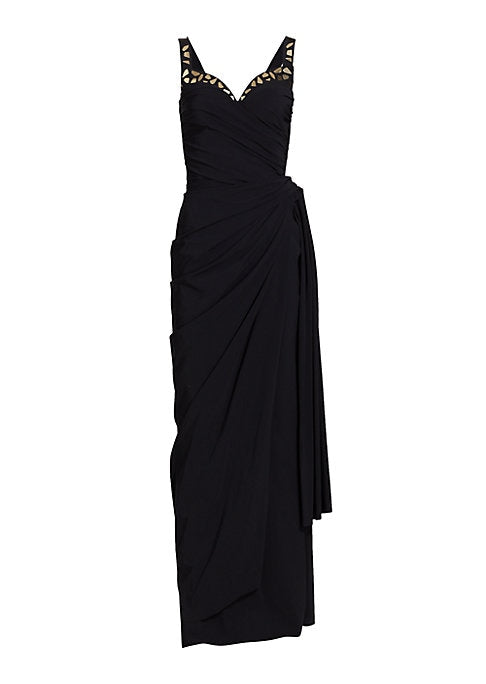 Gilded Ruched Evening Gown