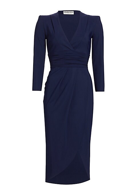 Elegant Shoulder-Pad Dress