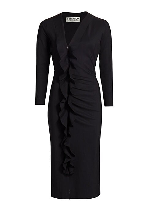 Asymmetrical Ruffled Midi-Dress