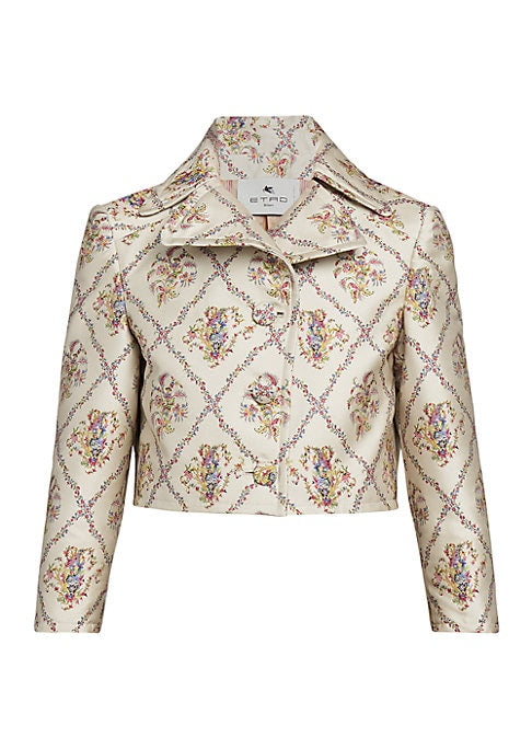 Chic Cropped Jacquard Jacket