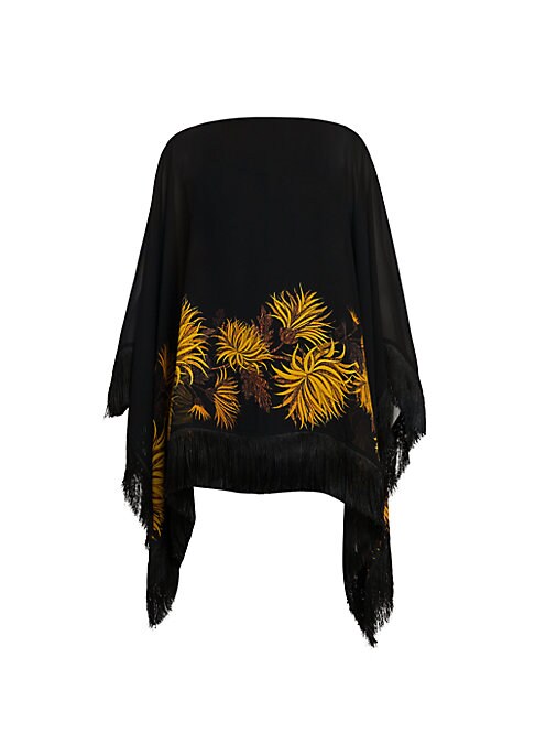 Floral Fringe Silk Wrap