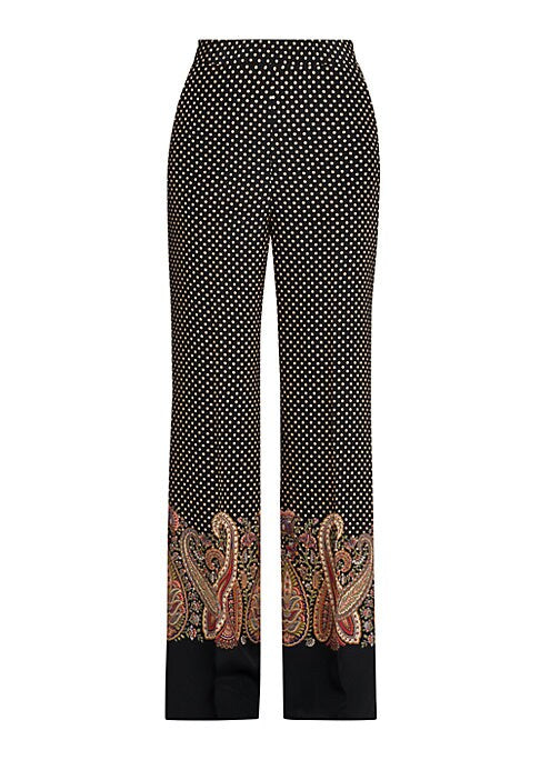 Silk Dotted Cuff Trousers